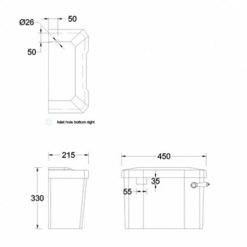 Réservoir WC compact/bas rétro Burlington avec levier - C3 C3