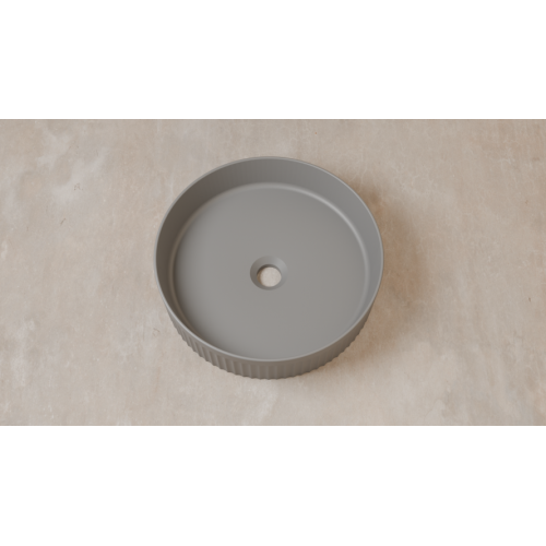 Vasque à poser cannelée BEYOND Ø 40 cm Gris clair Mat Vasque1 GRIS CLAIR - Sanitaire - vue DIAGONALE Vasque à poser cannelée BEYOND Ø 40 cm Gris clair Mat Vasque1 GRIS CLAIR - Sanitaire - vue DIAGONALE