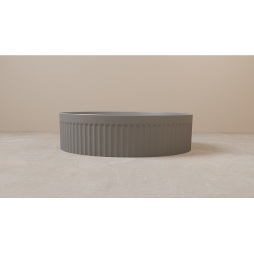 Vasque à poser cannelée BEYOND Ø 40 cm Gris clair Mat Vasque1 GRIS CLAIR - Sanitaire - vue FACE Vasque à poser cannelée BEYOND Ø 40 cm Gris clair Mat Vasque1 GRIS CLAIR - Sanitaire - vue FACE
