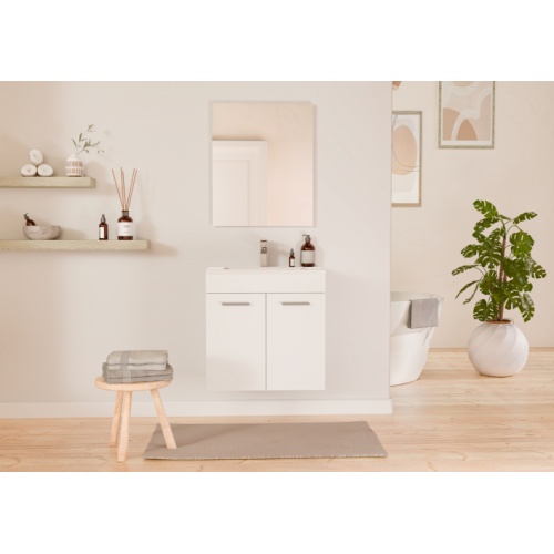 Meuble de salle de bain MINAO 60 en kit - 2 portes - Blanc Brillant