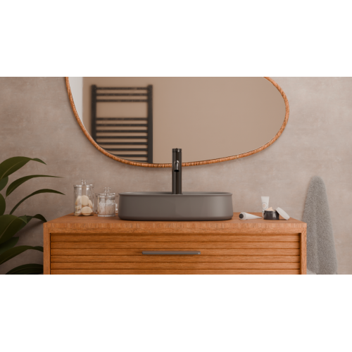 Vasque à poser SQUARE 55x38cm Gris clair mat VASQUE 2 GRIS CLAIR - SANITAIRE - VUE FACE Vasque à poser SQUARE 55x38cm Gris clair mat VASQUE 2 GRIS CLAIR - SANITAIRE - VUE FACE