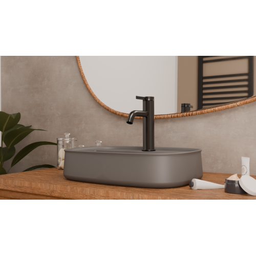 Vasque à poser SQUARE 55x38cm Gris clair mat VASQUE 2 - GRIS CLAIR - AMBIANCE - VUE CÔTÉ Vasque à poser SQUARE 55x38cm Gris clair mat VASQUE 2 - GRIS CLAIR - AMBIANCE - VUE CÔTÉ