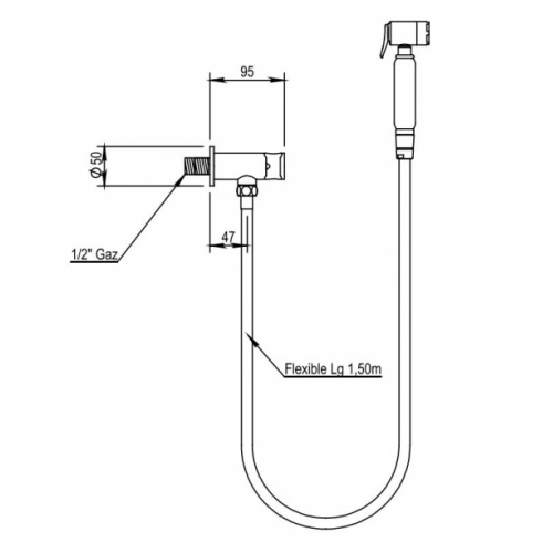 Douchette à main pour toilette Nickel brossé - 00.589 00589-Schéma