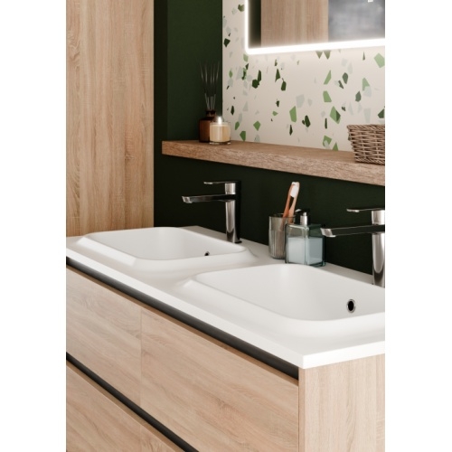 Meuble vasque JUPITER 3.0 Bois Clair 120 cm - Plan Dune - Miroir Reflet Jupiter 120 - Cote - Bois clair - Vasque DUNE