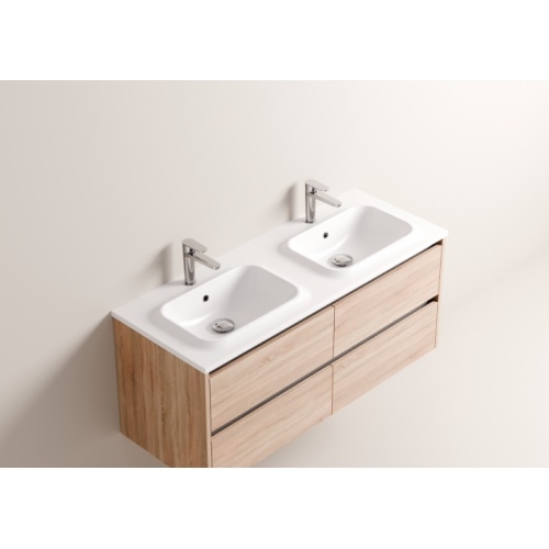Meuble vasque JUPITER 3.0 Bois Clair 120 cm - Plan Dune - Miroir Reflet Jupiter 120 - Vasque DUNE - Bois clair