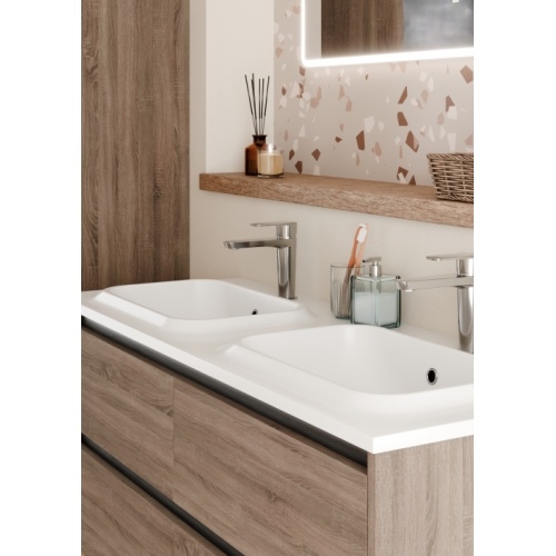 Meuble vasque JUPITER 3.0 Bois Foncé 120 cm - Plan Dune - Sans miroir Jupiter 120 - Cote - Bois fonce - Vasque DUNE