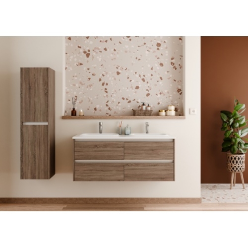 Meuble vasque JUPITER 3.0 Bois Foncé 120 cm - Plan Dune - Sans miroir