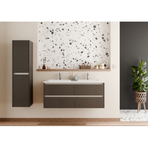Meuble vasque JUPITER 3.0 Tissé Gris 120 cm - Plan Dune - Sans miroir Meuble vasque JUPITER 3.0 Tissé Gris 120 cm - Plan Dune - Sans miroir