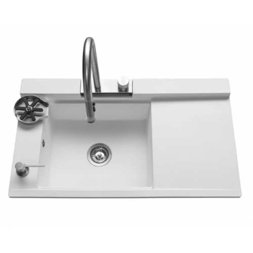 Evier de cuisine multifonctions Blanc et Chrome - L910 Evier Blanc et Chrome_2