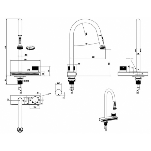 Evier de cuisine multifonctions Blanc et Noir - L910 Robinetterie Schéma