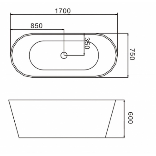 Baignoire îlot Acryique ovale 170x75, GOHA GOHA Schéma