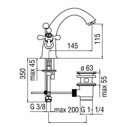 Mélangeur lavabo rétro chromé GRAZIA - GRC5118/6CR GRC5118 Schéma Mélangeur lavabo rétro chromé GRAZIA - GRC5118/6CR GRC5118 Schéma