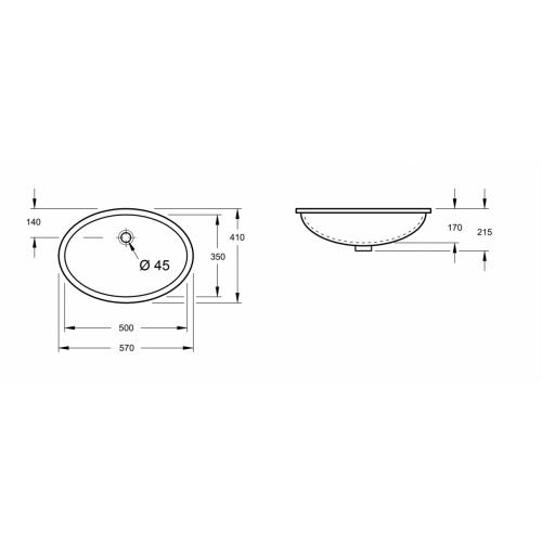 Vasque EVANA à encastrer par-dessous 6147 00 XX Schéma