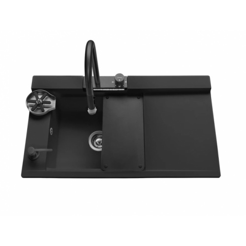 Evier à encastrer de cuisine multifonctions Granit Noir - L910 Evier à encastrer de cuisine multifonctions Granit Noir - L910