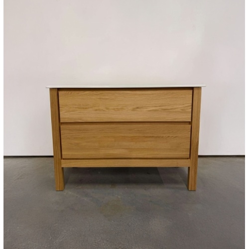 Meuble simple vasque Bois massif WOOD 2 tiroirs 100cm 02 Meuble simple vasque Bois massif WOOD 2 tiroirs 100cm 02