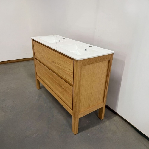 Meuble simple vasque Bois massif WOOD 2 tiroirs 80cm 03