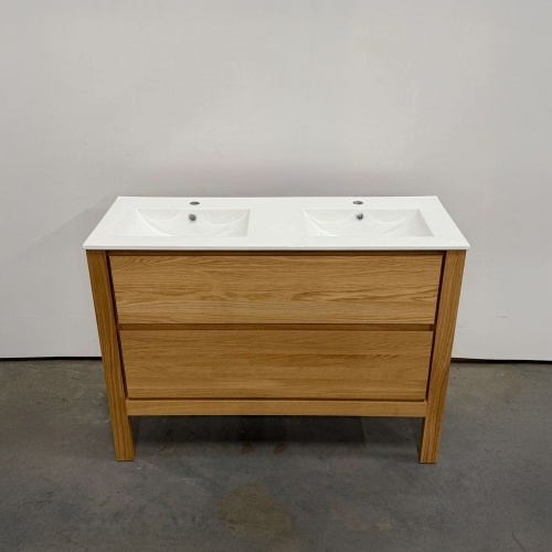 Meuble double vasque Bois massif WOOD 2 tiroirs 120cm 04