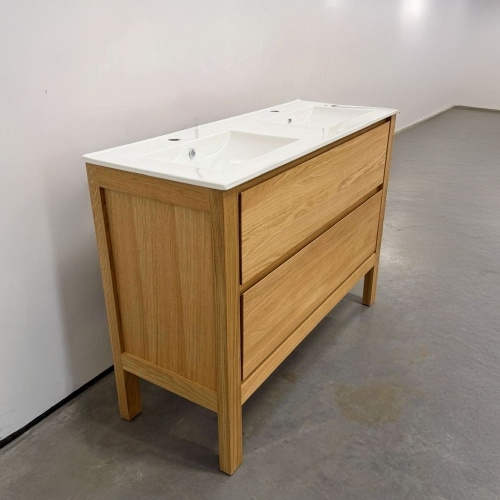 Meuble simple vasque Bois massif WOOD 2 tiroirs 80cm 05