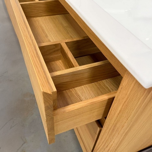 Meuble simple vasque Bois massif WOOD 2 tiroirs 80cm 07