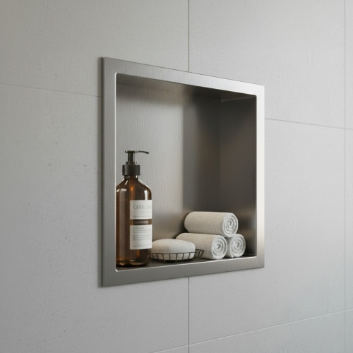 Niche murale de douche, étagère encastrable douche acier Inox Brossé - 30x30cm 02-NICHE