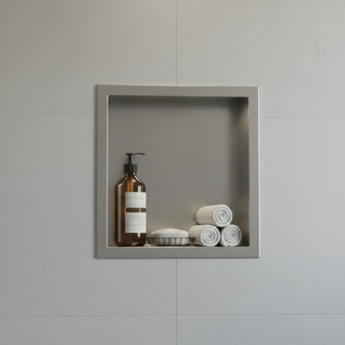 Niche murale de douche, étagère encastrable douche acier Inox Brossé - 30x30cm 03-NICHE