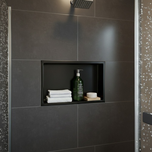 Niche murale de douche, étagère encastrable douche acier Noir Mat - 30x60cm 03-NICHE