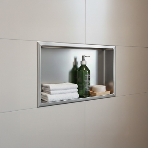 Niche murale de douche, étagère encastrable douche acier Inox Brossé - 30x60cm 02-NICHE