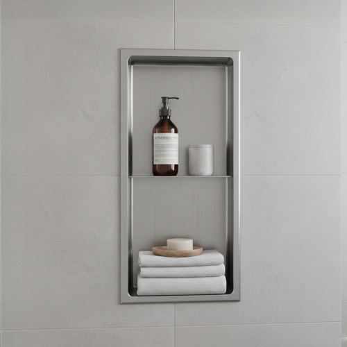 Niche murale de douche, étagère encastrable douche acier Inox Brossé - 60x30cm 03-NICHE