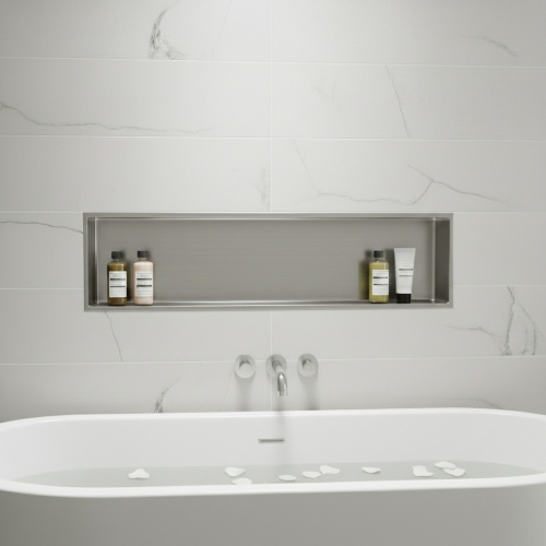 Niche murale de douche, étagère encastrable douche acier Inox Brossé - 30x90cm 03-NICHE