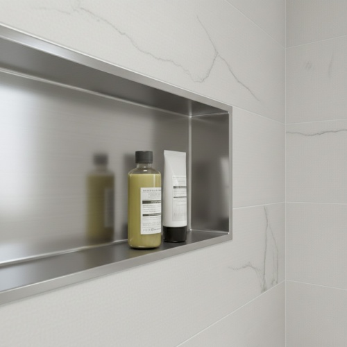 Niche murale de douche, étagère encastrable douche acier Inox Brossé - 30x90cm 04-NICHE