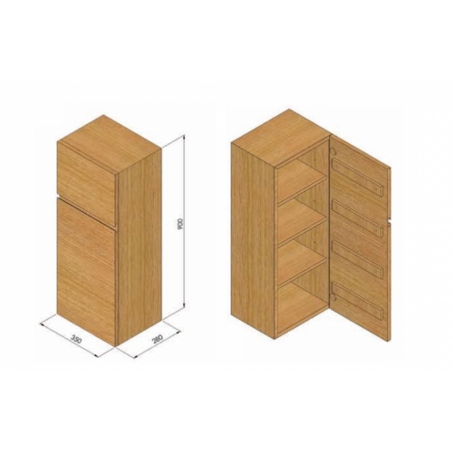 Demi-colonne 1 porte WOOD en Bois Massif - Charnières Droites Demi-colonne Schéma - Droite