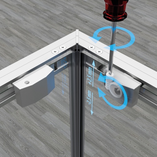 Paroi de douche d'angle coulissante RIGA 2P+F - Or brossé - 99cm - Droite RIGA Réglage facile