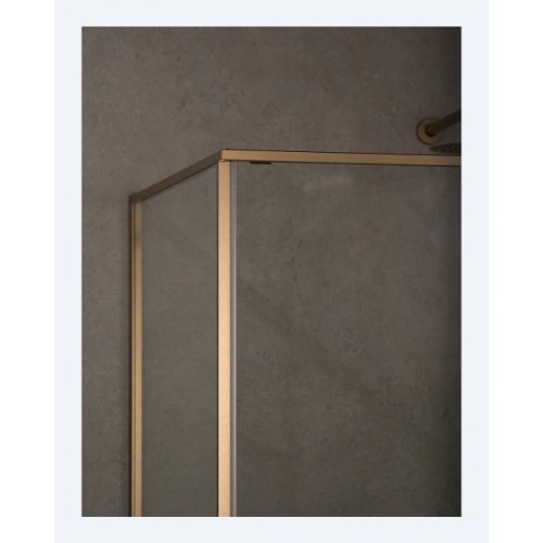 Paroi de douche d'angle coulissante RIGA 2P+F - Or brossé - 99cm - Droite RIGA Or profilé