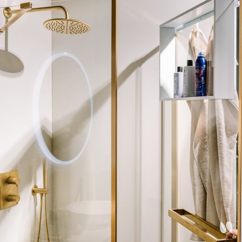 Étagère et crochet FRAME pour paroi de douche - Blanc Mat* Frame Blanc