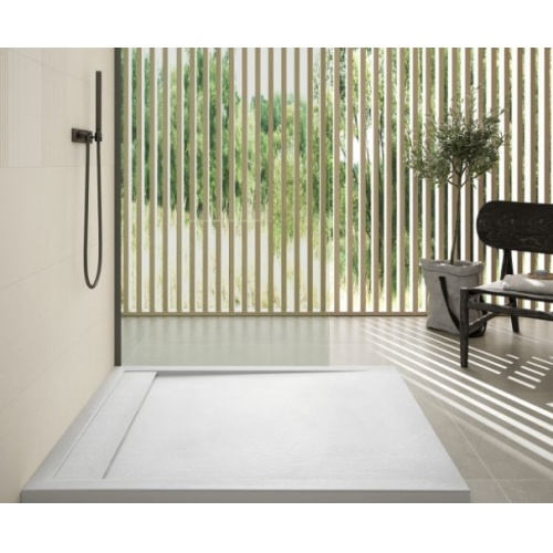 Receveur de douche écoulement linéaire Stone Cover Andromède Marfil 80x120