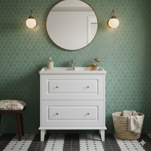 Meuble de salle de bain RETRO Blanc mat 80cm Meuble de salle de bain RETRO Blanc mat 80cm