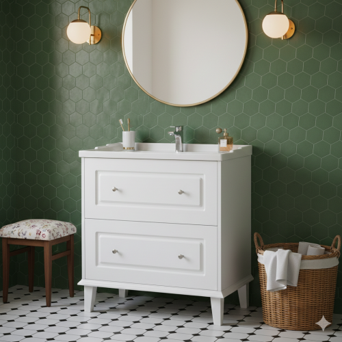 Meuble de salle de bain RETRO Blanc mat 80cm Rétro Blanc_1 Meuble de salle de bain RETRO Blanc mat 80cm Rétro Blanc_1