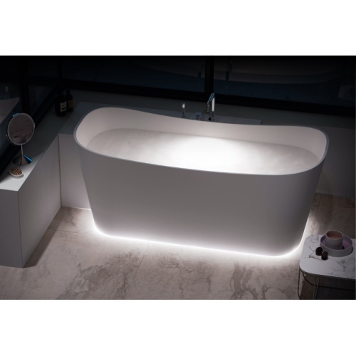 Baignoire SHIP Angle à Gauche avec meuble - 160x70cm - Blanc Mat - Natural Air avec Robinetterie Chromé SHIP