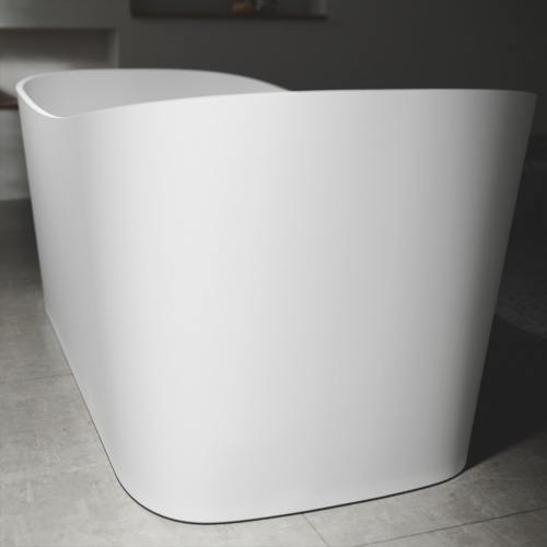 Baignoire SHIP Angle à Gauche avec meuble - 160x70cm - Blanc Mat - Natural Air avec Robinetterie Chromé NOVOTECH-Solid-surface
