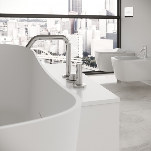 Baignoire SHIP Angle à Gauche avec meuble - 160x70cm - Blanc Mat - Natural Air avec Robinetterie Chromé Ship Robinetterie Chromé