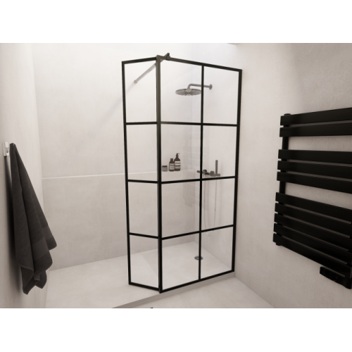 Paroi de douche LOFT BLACK 80 cm + Volet pivotant