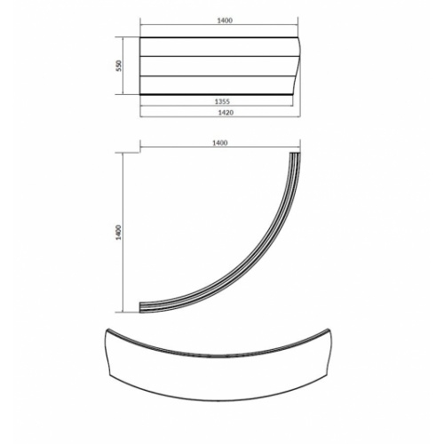 Pack baignoire d'angle VENUS 140x140 avec tablier s401-040_venus_Tab Pack baignoire d'angle VENUS 140x140 avec tablier s401-040_venus_Tab