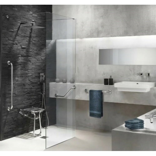 Barre d'appui droite Inox poli brillant 400mm adaptée PMR et Séniors* Pellet Chromé Zoom