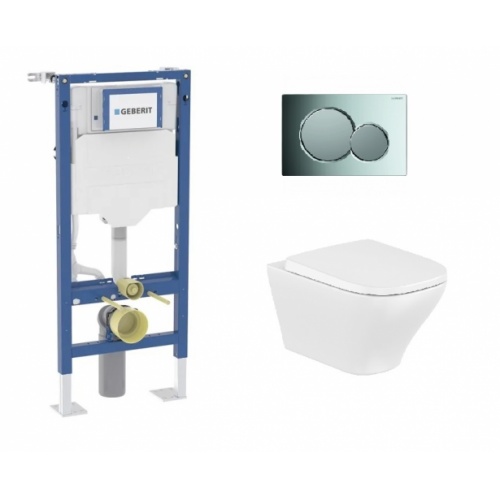 Pack Geberit UP320 + Cuvette sans bride OPTICA + Plaque Chromé Brillant