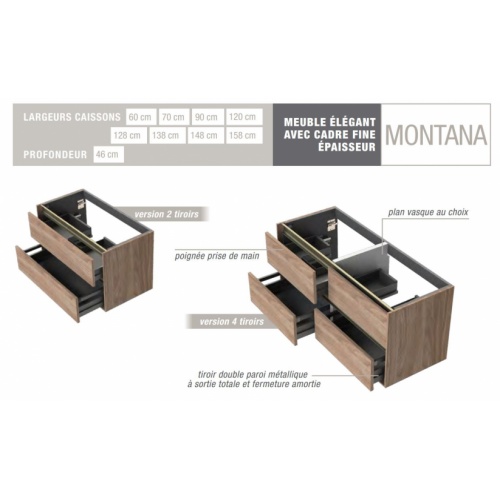Meuble de salle de bains MONTANA Cachemire et Noyer Americain MONTANA