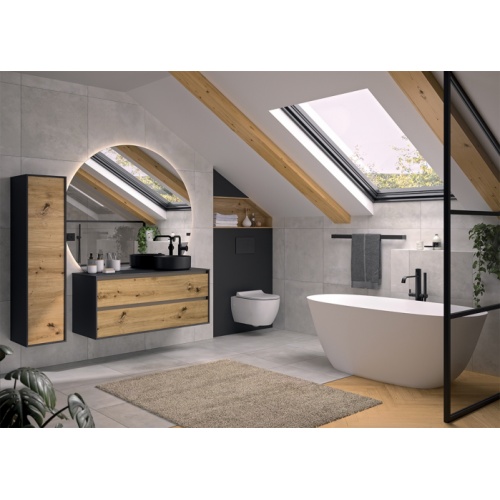 Meuble de salle de bains MONTANA Noir et Chêne Artisan