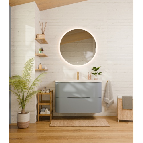 Meuble de salle de bain CURVE 80 cm – Laqué Bleu Azur - Design Galbé