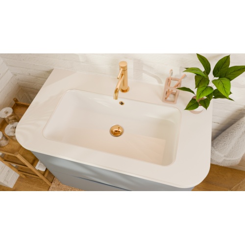 Meuble de salle de bain CURVE 80 cm – Laqué Bleu Azur - Design Galbé CURVE_80 CM_BLEU AZUR_VASQUE