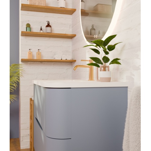 Meuble de salle de bain CURVE 80 cm – Laqué Bleu Azur - Design Galbé CURVE_80 CM_BLEU AZUR_VERTICAL