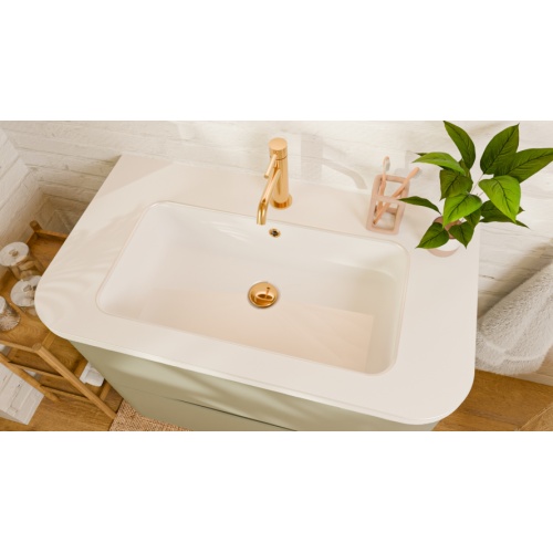 Meuble de salle de bain CURVE 80 cm – Laqué Gris Argile - Design Galbé CURVE_80 CM_GRIS ARGILE_VASQUE